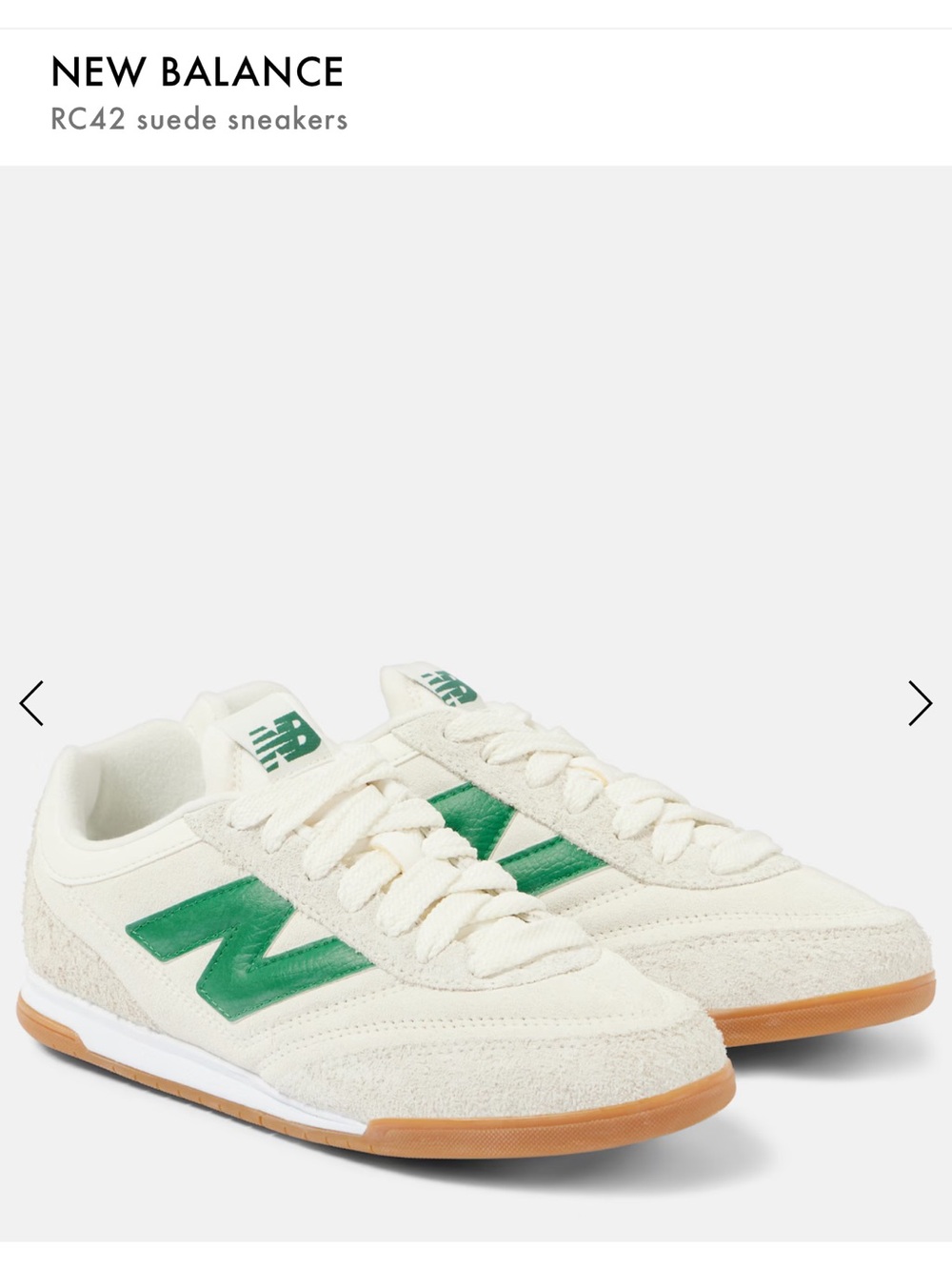 New Balance Cream Suede Sneakers with Green N Logo
